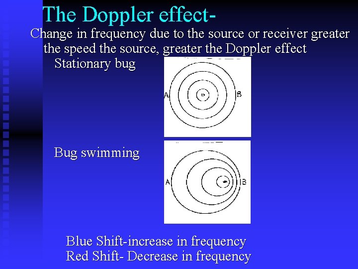 The Doppler effect- Change in frequency due to the source or receiver greater the