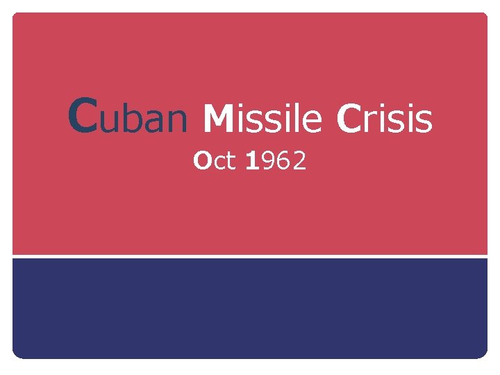 Cuban Missile Crisis Oct 1962 