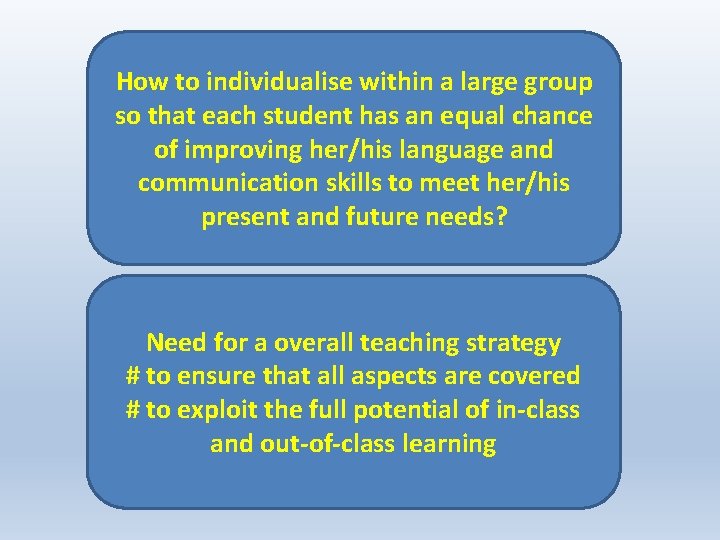 How to individualise within a large group so that each student has an equal