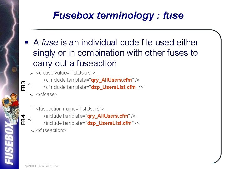 Fusebox terminology : fuse FB 4 FB 3 § A fuse is an individual