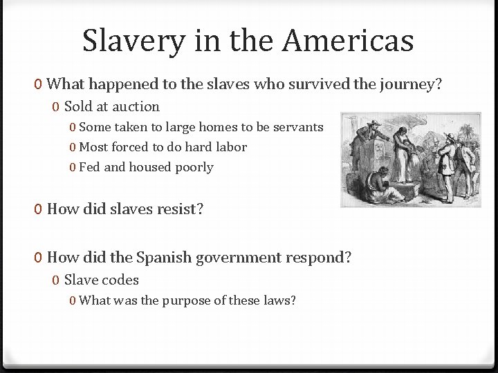 Slavery in the Americas 0 What happened to the slaves who survived the journey?