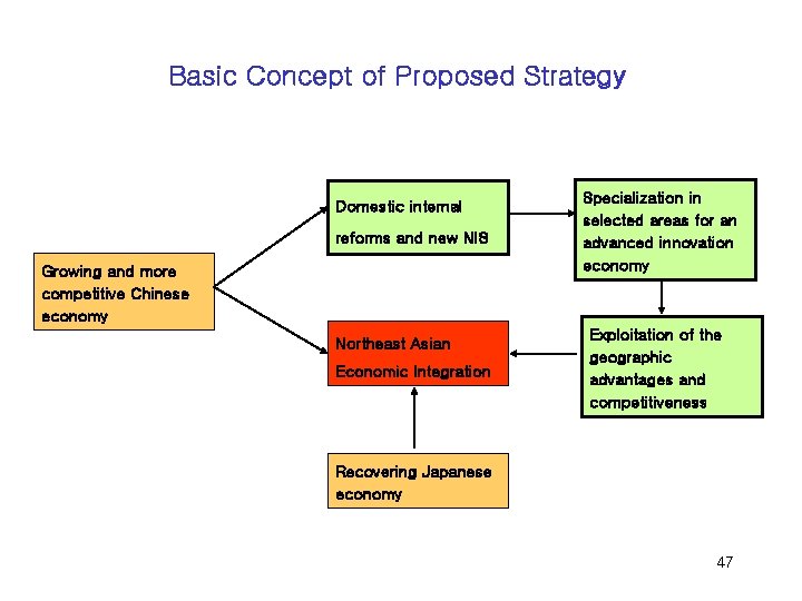 Basic Concept of Proposed Strategy Domestic internal reforms and new NIS Growing and more