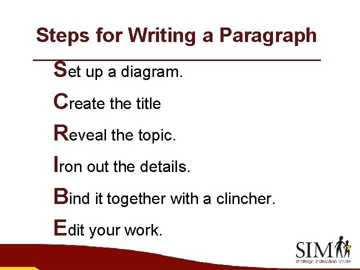 Steps for Writing a Paragraph Set up a diagram. Create the title Reveal the