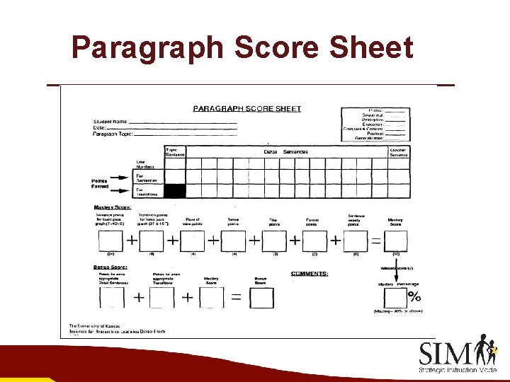 Paragraph Score Sheet 