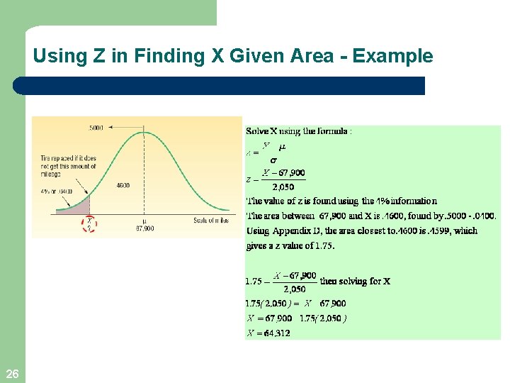 Using Z in Finding X Given Area - Example 26 