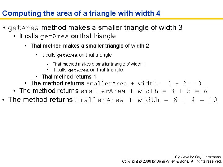 Computing the area of a triangle with width 4 • get. Area method makes