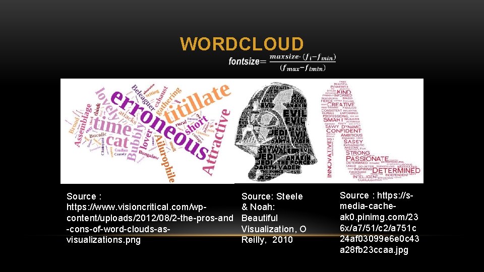 WORDCLOUD Source : https: //www. visioncritical. com/wpcontent/uploads/2012/08/2 -the-pros-and -cons-of-word-clouds-asvisualizations. png Source: Steele & Noah: