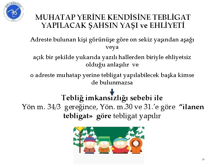 MUHATAP YERİNE KENDİSİNE TEBLİGAT YAPILACAK ŞAHSIN YAŞI ve EHLİYETİ Adreste bulunan kişi görünüşe göre