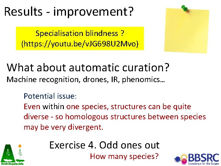 Results - improvement? Specialisation blindness ? (https: //youtu. be/v. JG 698 U 2 Mvo)