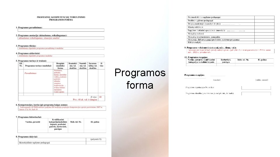 Programos forma 