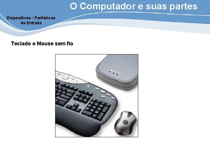 O Computador e suas partes Dispositivos / Periféricos de Entrada Teclado e Mouse sem