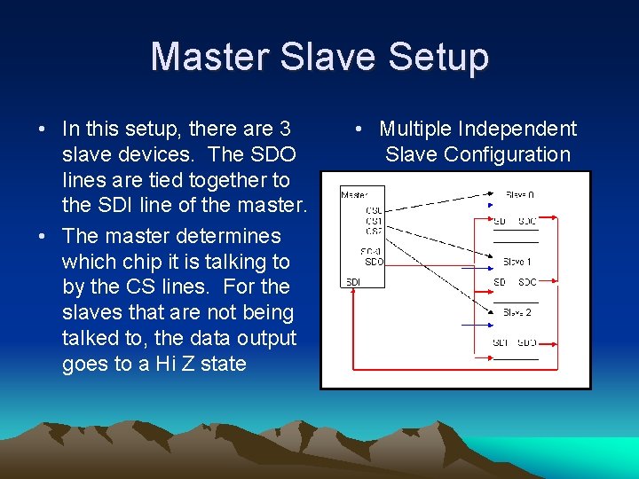 Master Slave Setup • In this setup, there are 3 slave devices. The SDO