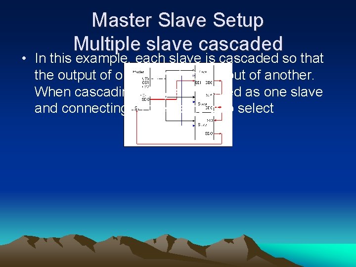 Master Slave Setup Multiple slave cascaded • In this example, each slave is cascaded