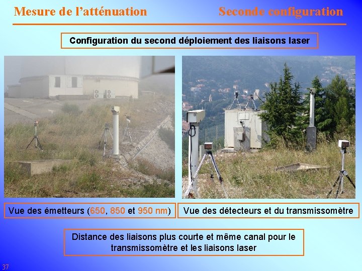 Mesure de l’atténuation Seconde configuration Configuration du second déploiement des liaisons laser Vue des