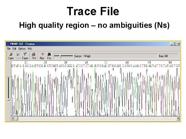 Trace File High quality region – no ambiguities (Ns) 