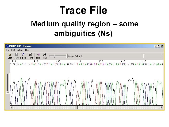 Trace File Medium quality region – some ambiguities (Ns) 