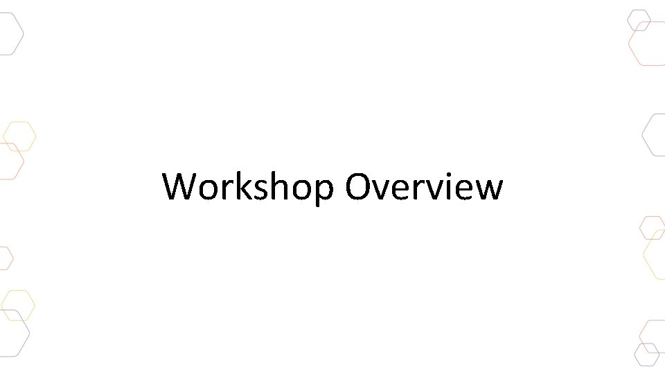 Workshop Overview 
