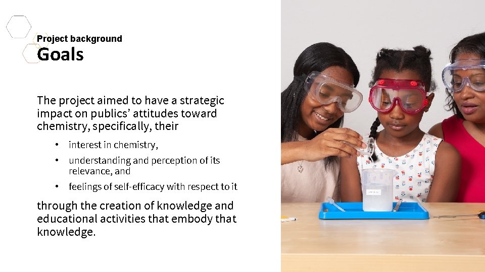 Project background Goals The project aimed to have a strategic impact on publics’ attitudes