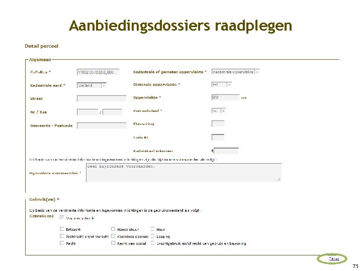 Aanbiedingsdossiers raadplegen 75 