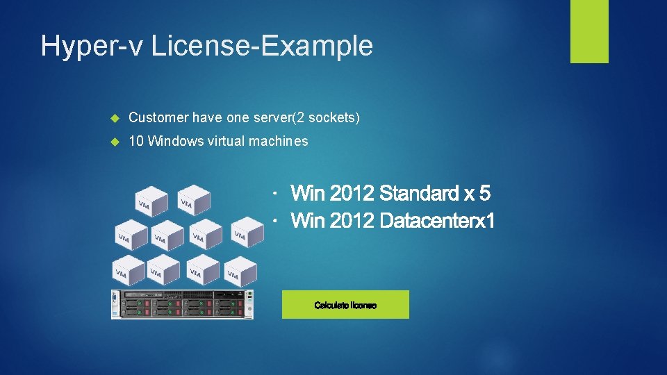 Hyper-v License-Example Customer have one server(2 sockets) 10 Windows virtual machines 