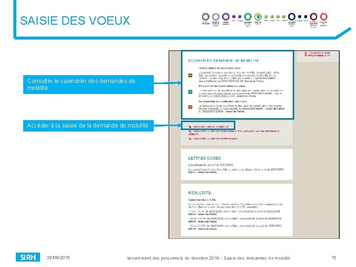 SAISIE DES VOEUX Consulter le calendrier des demandes de mobilité Accéder à la saisie