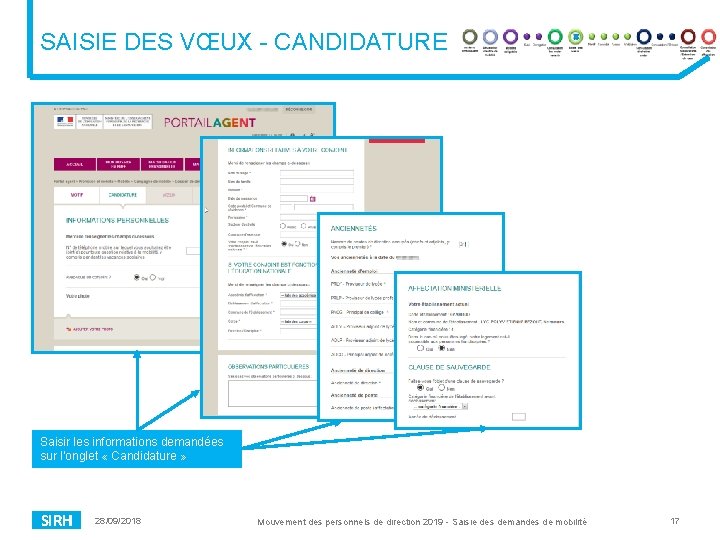 SAISIE DES VŒUX - CANDIDATURE Saisir les informations demandées sur l’onglet « Candidature »