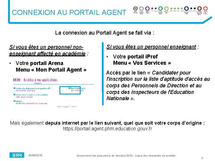 CONNEXION AU PORTAIL AGENT La connexion au Portail Agent se fait via : Si