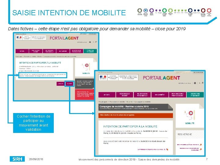 SAISIE INTENTION DE MOBILITE Dates fictives – cette étape n’est pas obligatoire pour demander