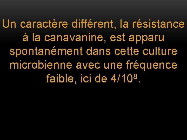 Un caractère différent, la résistance à la canavanine, est apparu spontanément dans cette culture