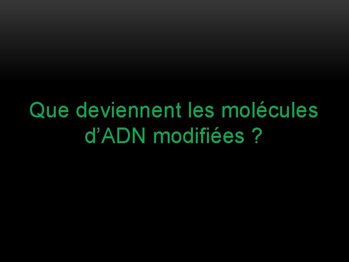 Que deviennent les molécules d’ADN modifiées ? 