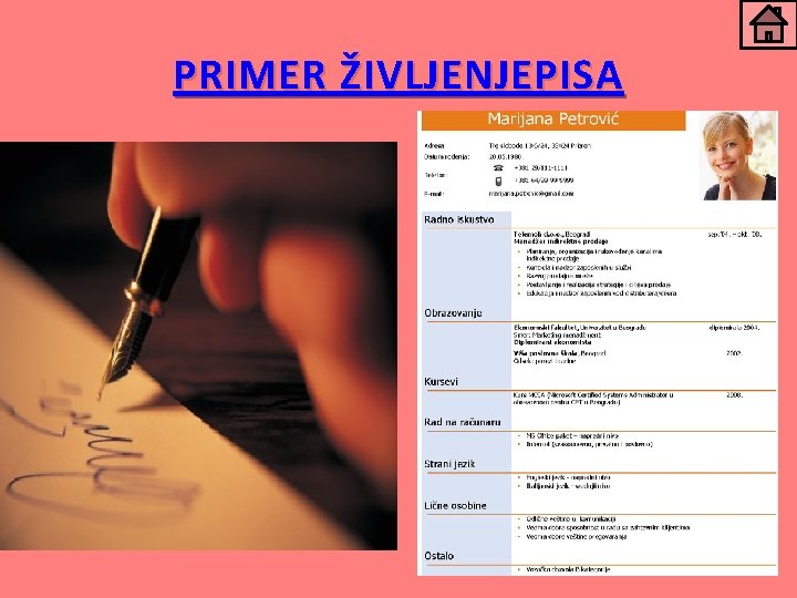 PRIMER ŽIVLJENJEPISA 