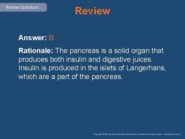 Review Answer: B Rationale: The pancreas is a solid organ that produces both insulin
