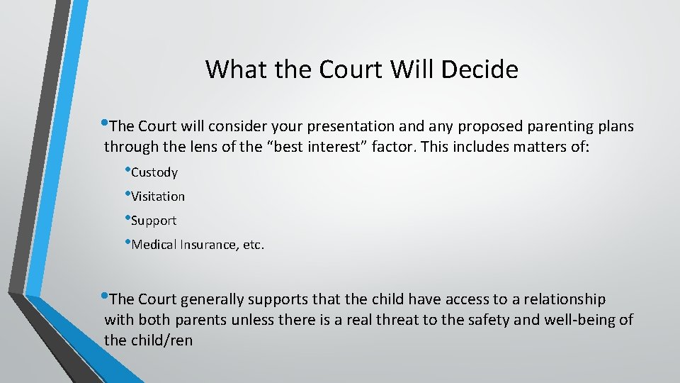 What the Court Will Decide • The Court will consider your presentation and any