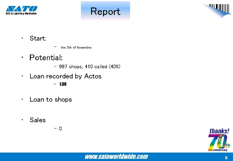 Report • Start: – the 2 th of November • Potential: – 997 shops,