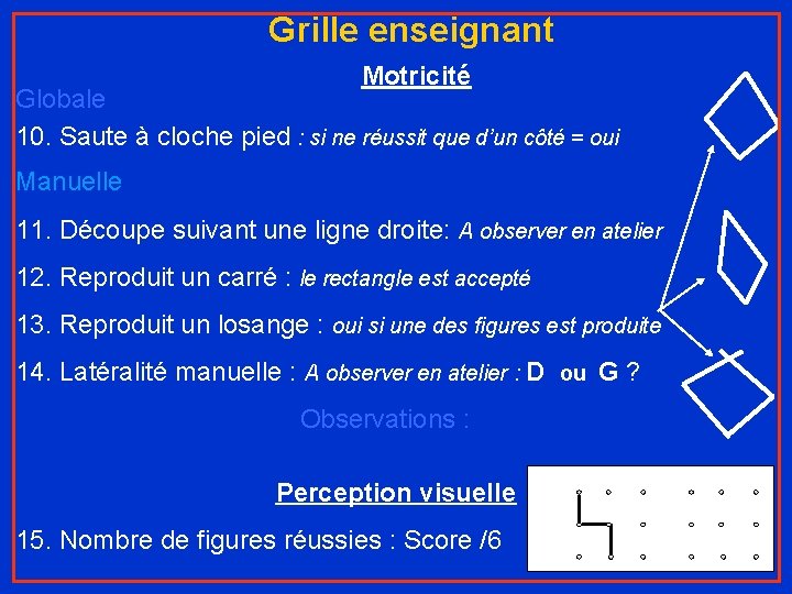 Grille enseignant Motricité Globale 10. Saute à cloche pied : si ne réussit que