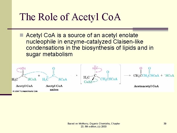 The Role of Acetyl Co. A n Acetyl Co. A is a source of