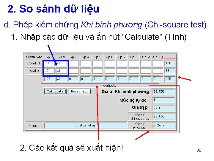 2. So sánh dữ liệu d. Phép kiểm chứng Khi bình phương (Chi-square test)