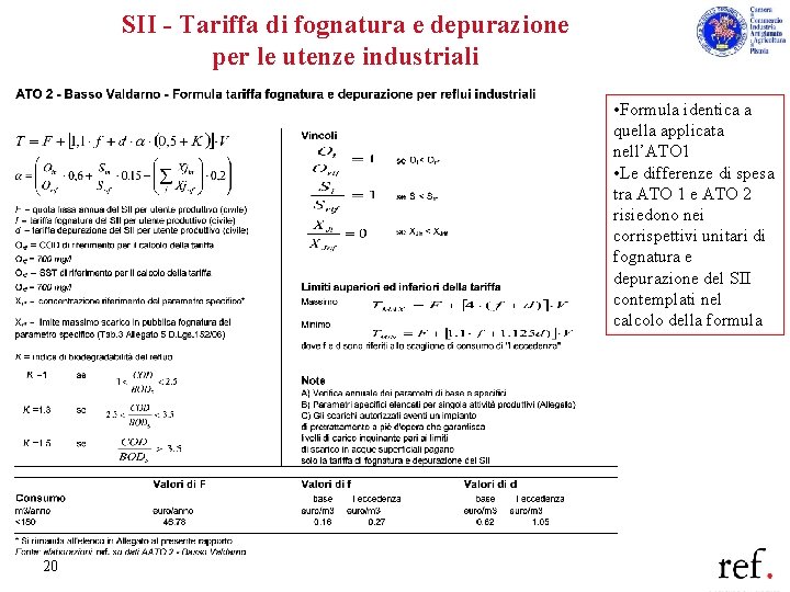 SII - Tariffa di fognatura e depurazione per le utenze industriali • Formula identica