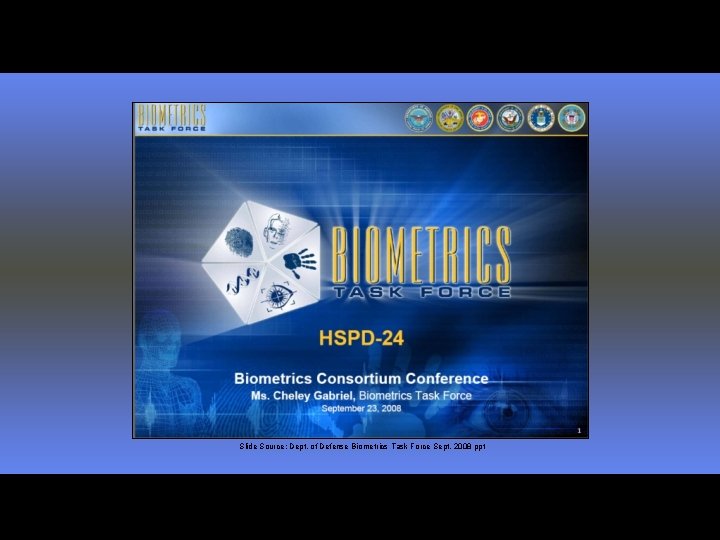 Slide Source: Dept. of Defense Biometrics Task Force Sept. 2008 ppt 