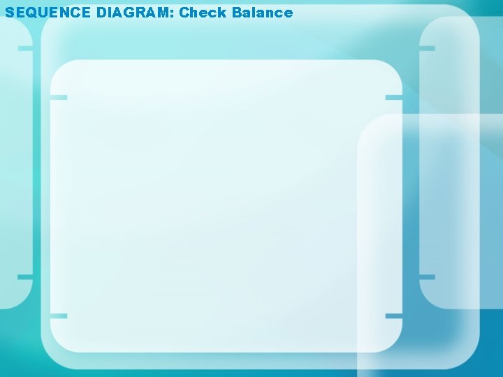 SEQUENCE DIAGRAM: Check Balance 