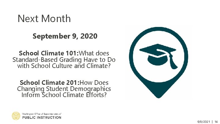 Next Month September 9, 2020 School Climate 101: What does Standard-Based Grading Have to