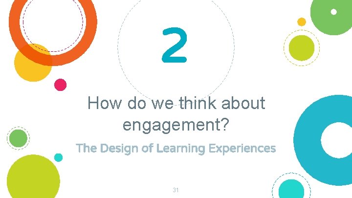 2 How do we think about engagement? The Design of Learning Experiences 31 