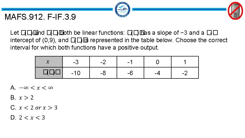 MAFS. 912. F-IF. 3. 9 Let �� (�� ) and �� (�� ) both