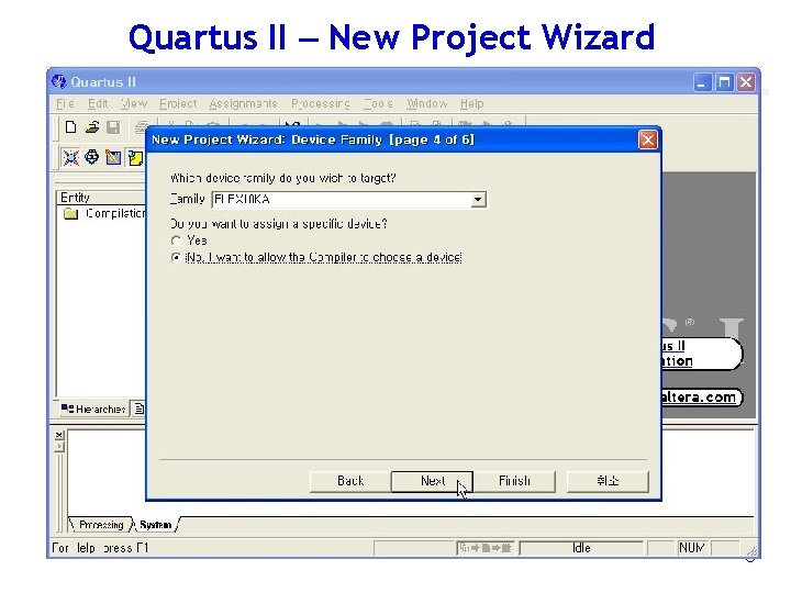 Quartus II – New Project Wizard 8 