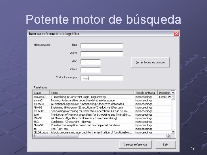 Potente motor de búsqueda 19 