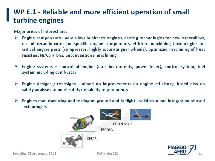 WP E. 1 - Reliable and more efficient operation of small turbine engines Major