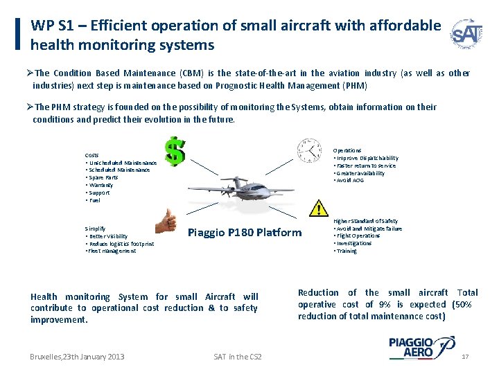 WP S 1 – Efficient operation of small aircraft with affordable health monitoring systems
