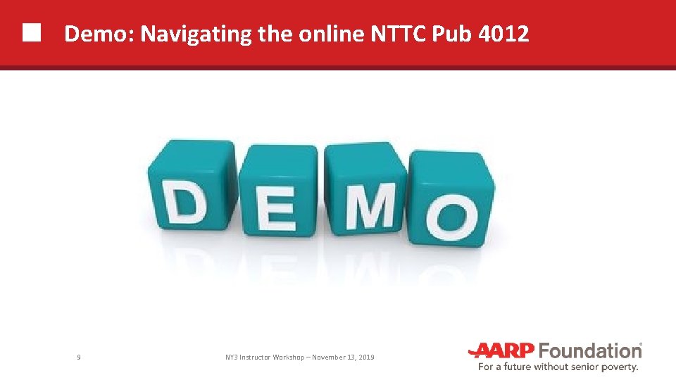 Demo: Navigating the online NTTC Pub 4012 9 NY 3 Instructor Workshop – November