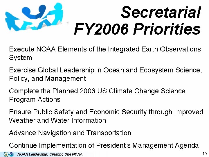 Secretarial FY 2006 Priorities Execute NOAA Elements of the Integrated Earth Observations System Exercise