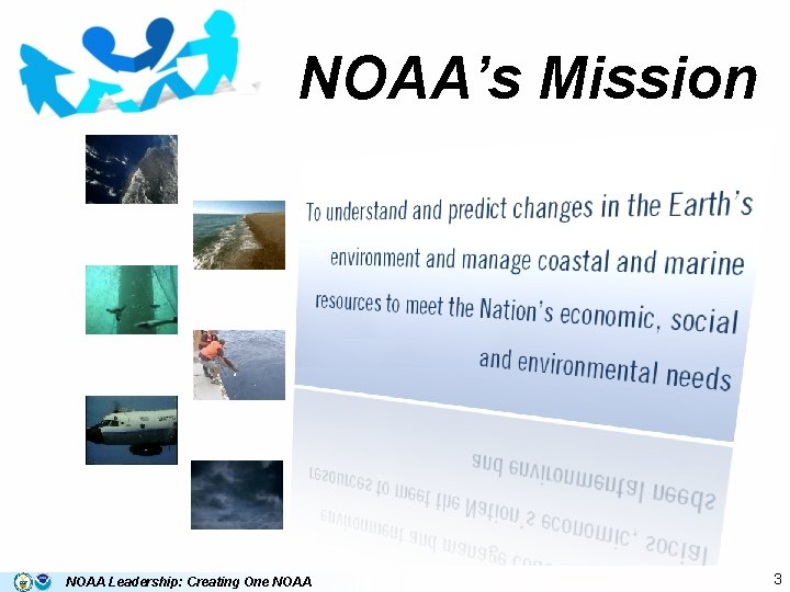 NOAA’s Mission NOAA Leadership: Creating One NOAA 3 
